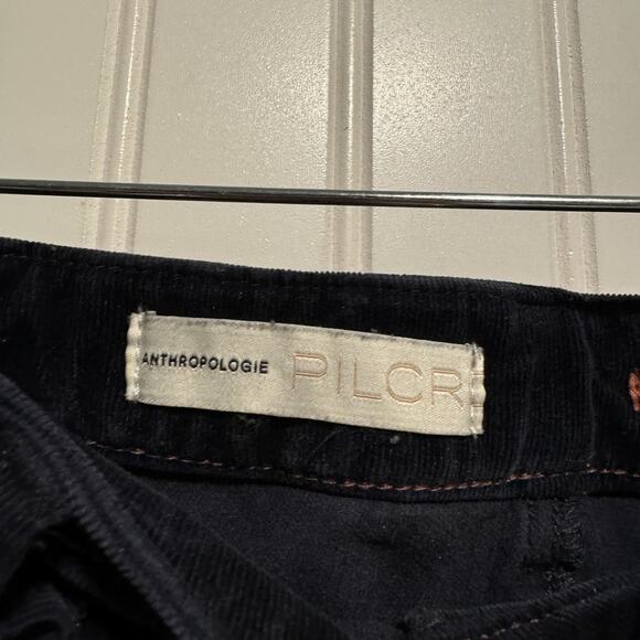 Anthropologie Pilcro High Rise Skinny Corduroy Pants Navy Blue Button Front 26 - Picture 4 of 8